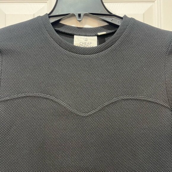 Cheap Monday Black Rime Top Thick Stretchy Cropped Tee Size L Scandinavian Edgy - Picture 3 of 4